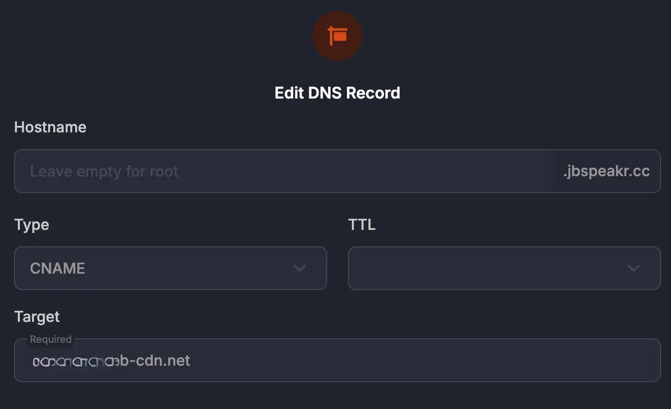 Bunny DNS – CNAME Record config